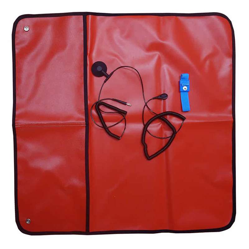 Field Service Mat Kit, with Hardware, 2ft x 2ft, ESD, Red
